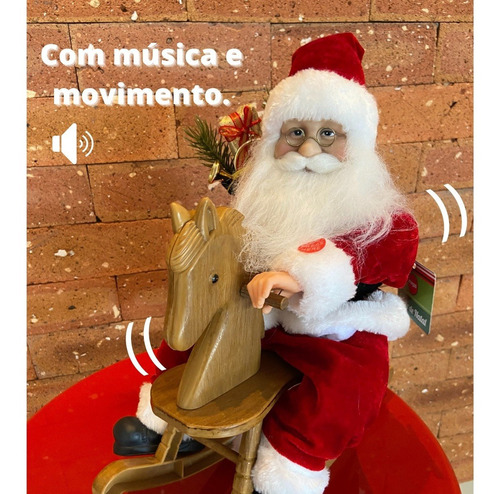 Papai Noel Musical Cavalinho C/ Movimento Enfeite Decoração | Frete grátis Papai Noel Musical Cavalinho C/ Movimento Enfeite Decoração | Frete grátis