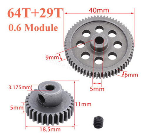Imagen 3 de 4 de 11184 Metal Engranajes Piñón Para 1:10 Rc Hsp 94111 94123