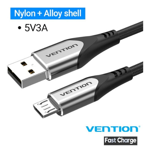 Cable Vention Tpe + Nylon Trenzado + Aluminio Micro Usb