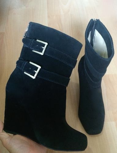 Zapatos Tacones Botas Michael Kors Piel Fina Suede Negros!!