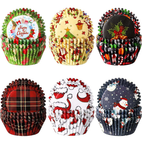 600 Envolturas De Cupcakes De Navidad, Forros De Cupcakes De
