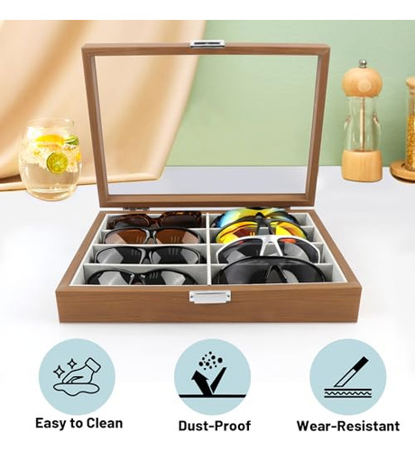 Homeanda Wooden Color 8 Grids Gafas Gafas Gafas De Sol Gafas