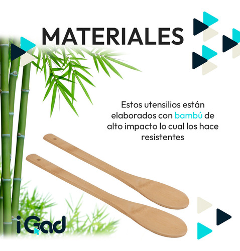 Cucharas De Bambú Para Cocina 2 Piezas Ecofriendly Resistentes Igad Ideales Para Sartén Antiadherente Y Utensilios Delicados