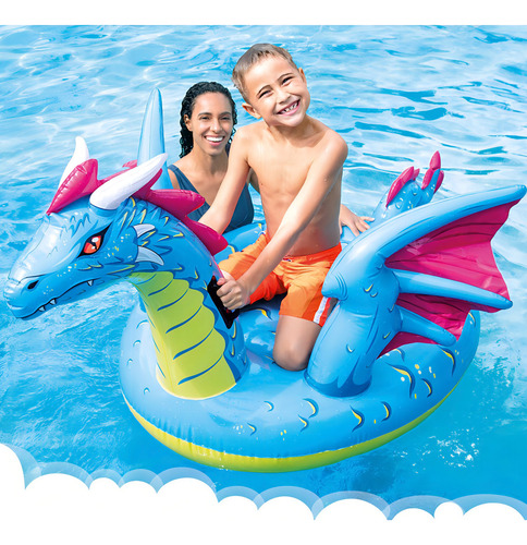 Montable Inflable De Dragón Intex 57563 Para Niños Azul