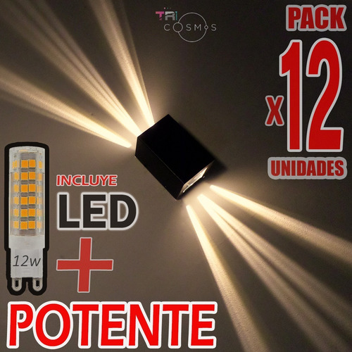 Artefacto Pared Exterior 6 Efectos Rayos Led 12w Pack X12un