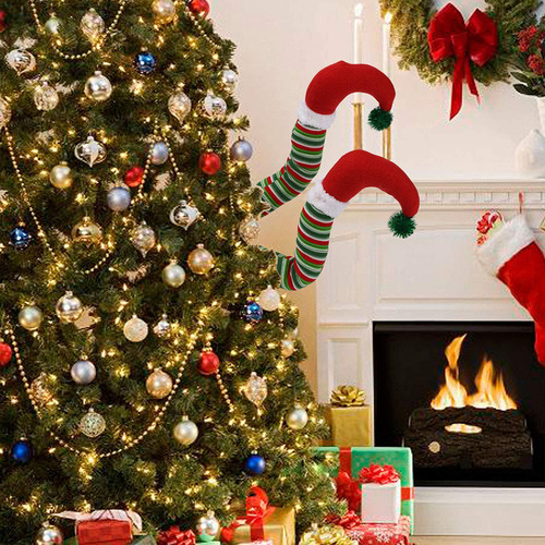 Patas De Peluche Navideñas Con Patas De Elfo De Papá Noel Y