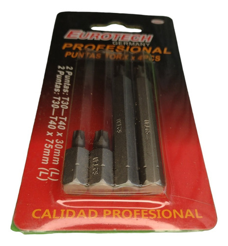 Puntas X 4 Piezas Torx T55 Y T60 Eurotech Profesional