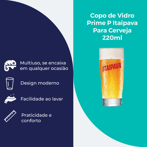 Copo de Vidro para Cerveja Itaipava Prime 220ml Ruvolo