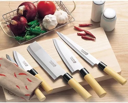 Bfonder Juego de cuchillos de cocina con caja de madera, juego de 4  cuchillos de chef profesionales para adornar el pan, juegos de cuchillos  japoneses