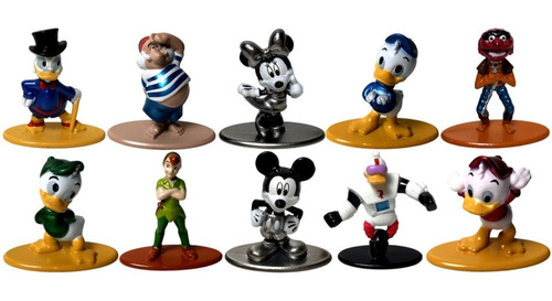 Conjunto 10 Mini Bonecos Metal Personagens Disney Original