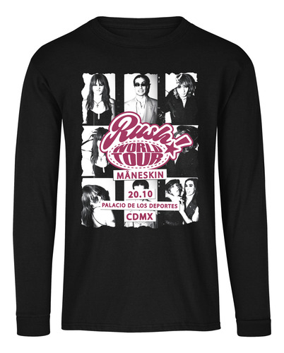 Playera Maneskin Rush World Tour 2023 Frente Y Espalda Ml