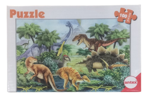 Puzzle 100p Dinosaurios Antex C/juego Al Dorso Art 3034