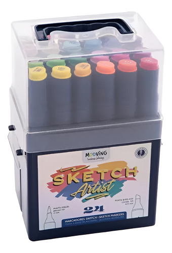 Marcadores Mooving Sketch Artista Doble Punta X 24 Colores