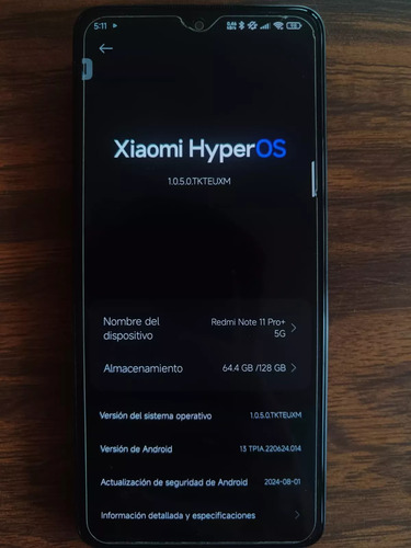 Xiaomi Redmi Note 11 Pro+, Incluye Cargador 120w Negro (Usado)