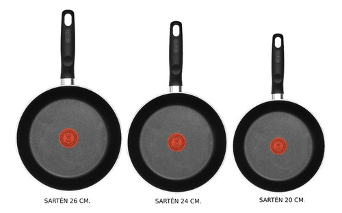 Juego de sartenes 20/24/26 cm Vital, Tefal, 0389300FRM