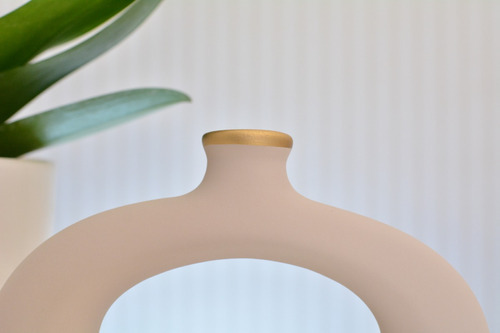 Set de Adornos Decorativos de Cerámica Vasinho para Sala de Estar Mld Decor Home Color Crema
