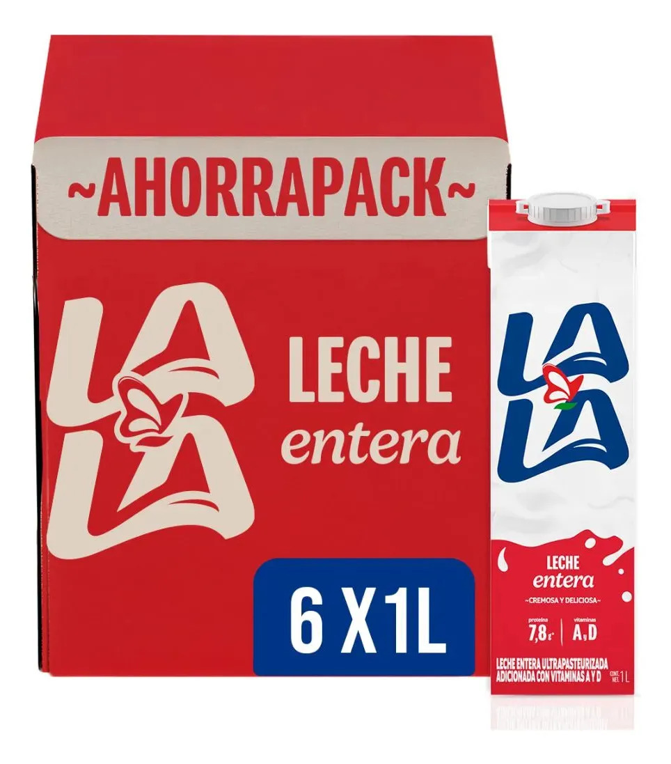 Pack x6 cajas de Leche Entera 6l Lala