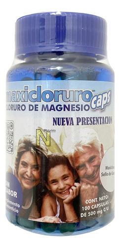Suplemento Cloruro De Magnesio-Maxicloruro Sabor Natural 100 Capsulas. 