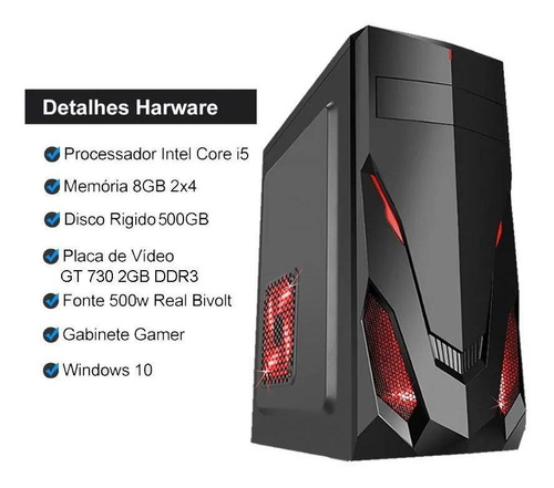 Imagem 2 de 5 de Pc Gamer Completo I5 8gb Hd500 Placa De Video Monitor Hdmi
