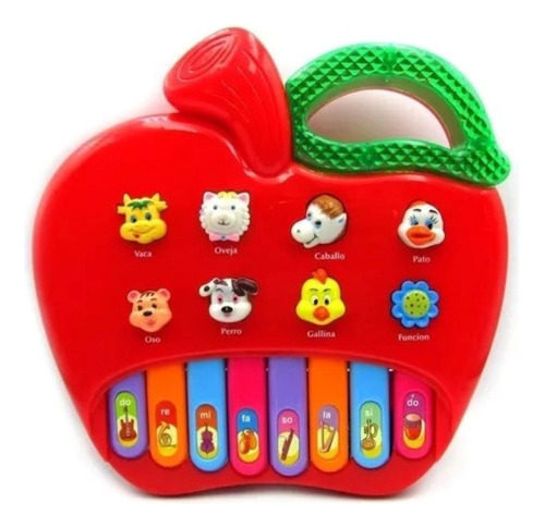 Piano Organo Infantil Bebe Animalitos Luz Sonido Didactivo E Color Rojo