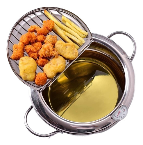 Olla For Freír Con Termómetro Tapa 304 Tempura Fryer Pan