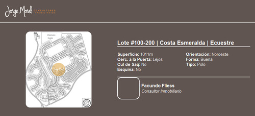 Lote Polo #100-200 - Costa Esmeralda - Ecuestre - 1011m2 #id 9822
