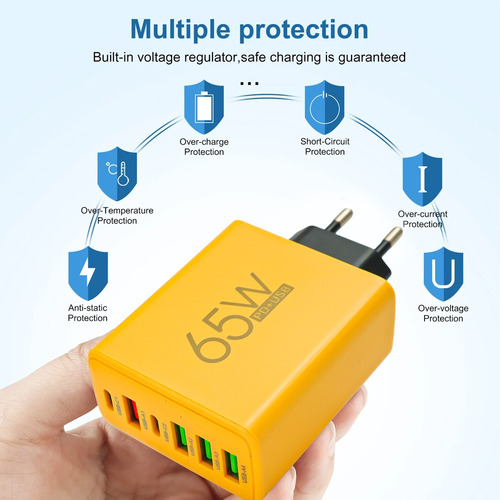 Cargador Usb C De 65 W, Cargador De Pared De Carga Rápida De