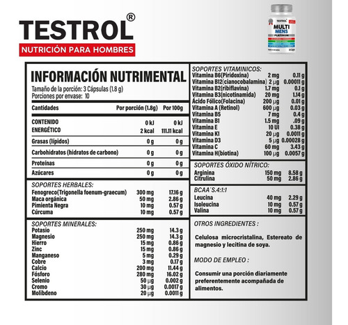 Multi Mens Platinum | + 24 Vitaminas Para Hombre | 30 Caps Sabor Sin sabor