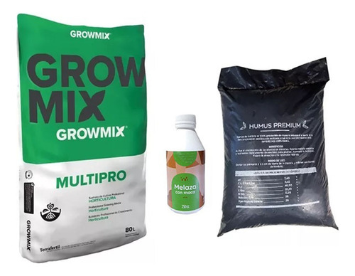 Combo Growmix Multipro 80lts  + Humus 10lts + Melaza 250ml