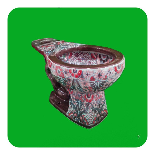 Imagen 2 de 5 de Wc Sanitario Taza + Tanque Cerámica Tipo Talavera Vino M9