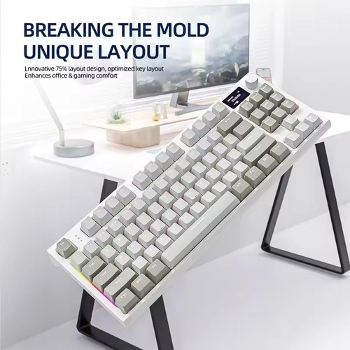 Teclado Gamer Mecanico 2.4g Attack Shark K86rgb Sem Fio Com