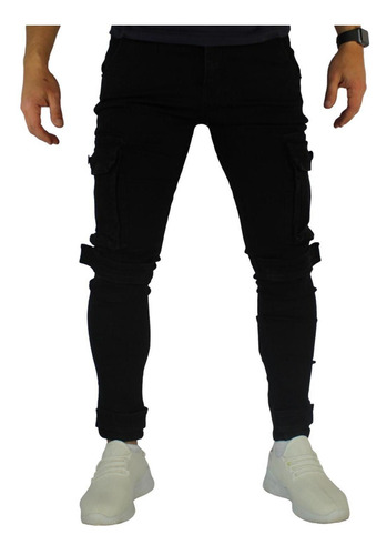 Jeans Cargo Pitillo Elasticado Hombre