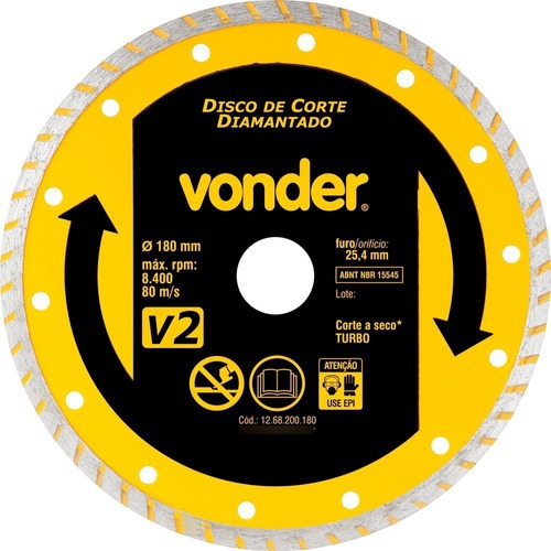 Disco Diamantado Turbo 180 Mm - Vonder