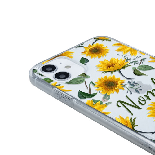 Imagen 2 de 7 de Funda iPhone Flores Girasoles Personalizada Con Tu Nombre