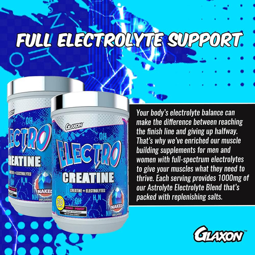 Glaxon Electro Creatina Monohidrato En Polvo Con Electrolito
