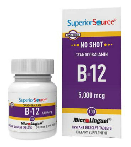 Suplemento B12 Microlingual, 5000 Mcg, 100 Comprimidos