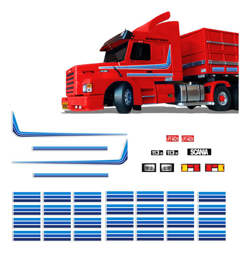 Kit Faixas Miniatura 1/32 Adesivo Scania 113 Sem Resina