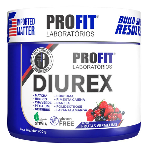 Diurex Chá Diurético Termogênico Detox 200g - Profit Sabor Frutas vermelhas