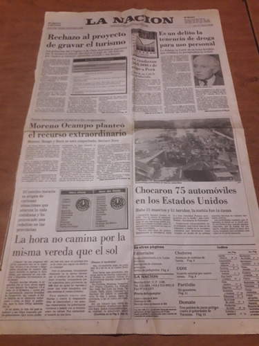 Tapa Diario La Nación 12 12 1990 Carapintadas Moreno Ocampo 