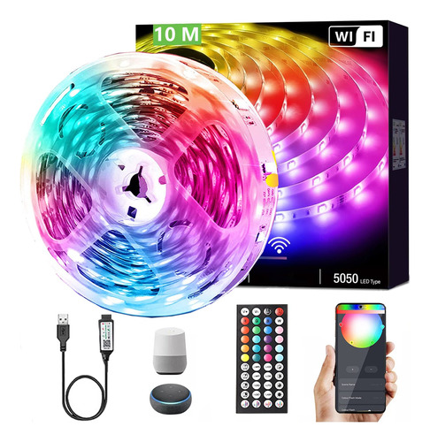 Tira De Luces Led De Colores Rgb Wifi 10m C/control Por App