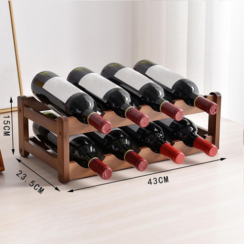 S Estante De Vino De Botella Apilable Rústico, Organizador