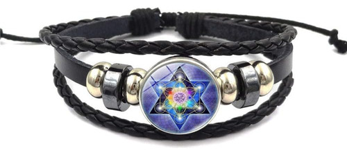 Pulsera De Cuero Con Estrella De David Para Hombres Y Mujere