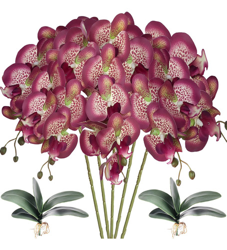 Hinyoco 5 Flores Artificiales De Orquídeas Y 2 Paquetes De H