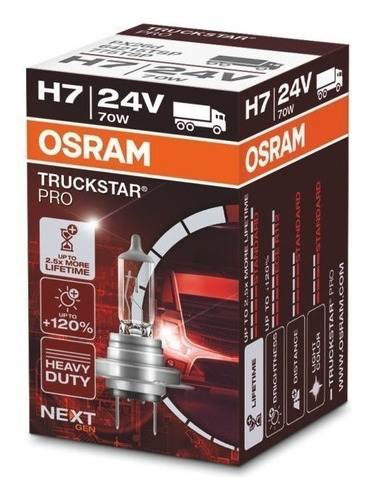 Bombillo Osram H7 24v 70w Truck Star Pro +100% Resistente