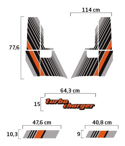 Imagem 3 de 4 de Kit Faixa Volkswagen 1989 Adesivos Caminhão Turbo Charger