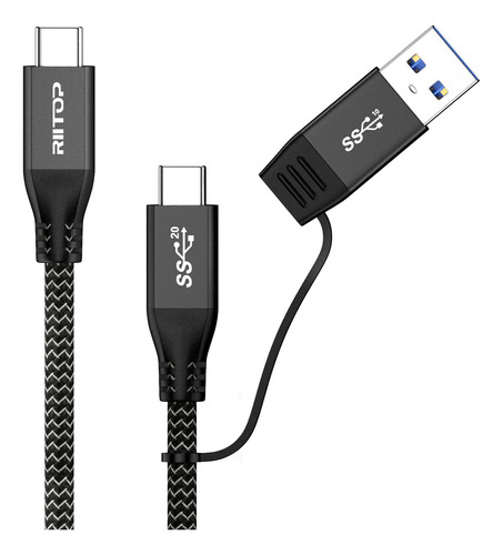 Riitop Cable Usb 3.2 C A C De 20 Gbps [1 Pie], Cable Corto U