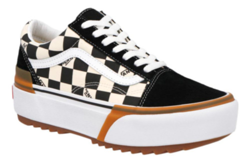 Tenis Escolar Pr754750 Goma Mujer Cuadros Texto Alto Vans