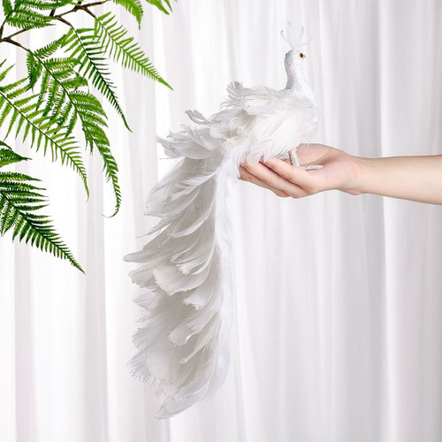 Colgante De Plumas Reales Blancas De Pavo Real De Simulación