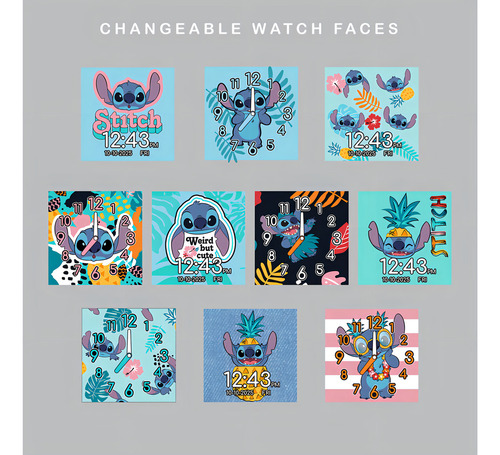 Disney Accutime Lilo And Stitch - Reloj Inteligente Interactivo Para Niños En Color Aguamarina Con Cámara Selfie, 6 Juegos, 10 Caras De Esfera Diferentes Y Muchos Más, Agua, Moderno