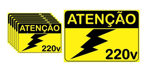Placa Adesivo Para Painéis Elétricos 220v Nr10 Nr12 6pçs